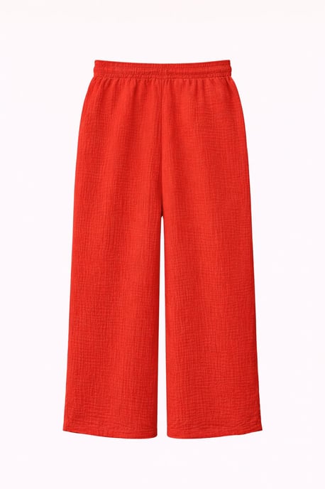 Hoge Taille Textuur Muslin Stof Broek - Image 3