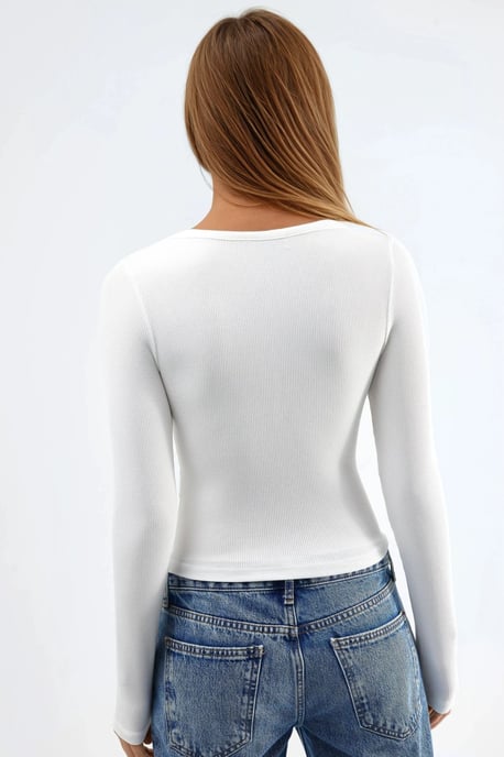 Knopkragen Blouse met Lange Mouwen en Elastiek - Image 3