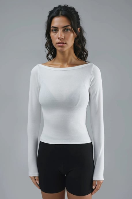 Slim Fit Geribbelde Boothals Blouse - Image 6