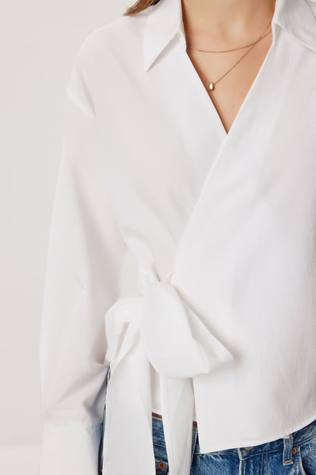 Double Breasted Poplin Blouse met Strikdetail - Image 3