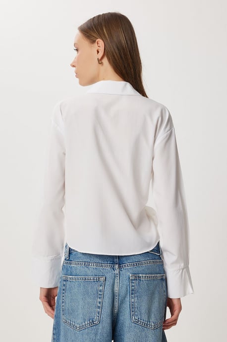 Double Breasted Poplin Blouse met Strikdetail - Image 4