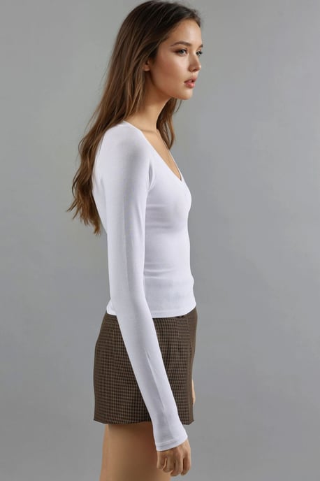 V-hals Langnieuws Getailleerde Blouse - Image 3