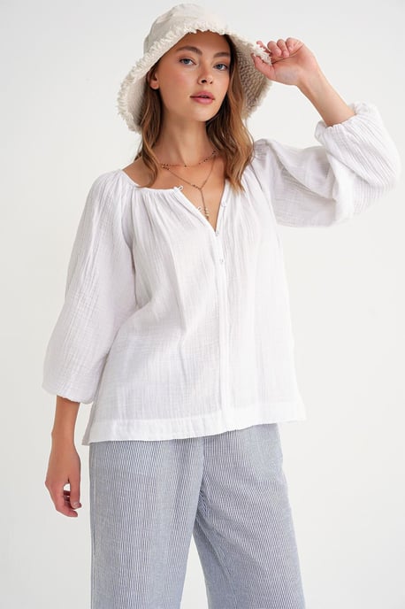Geknoopte Mousseline Blouse - Image 3