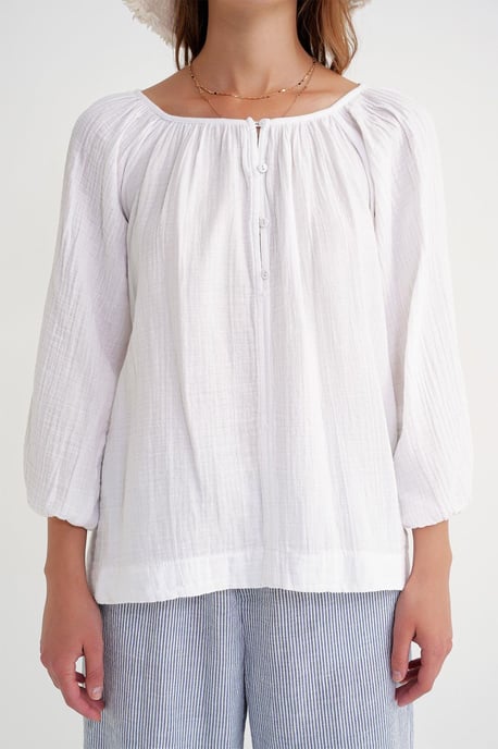 Geknoopte Mousseline Blouse - Image 5