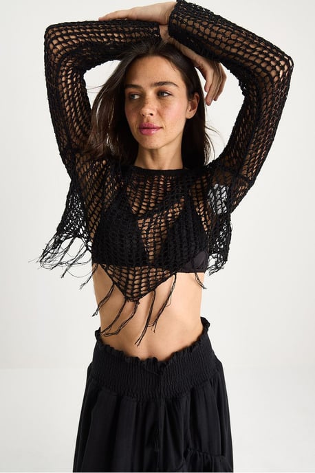 Rimpelige Halter Nek Textuur Crop Blouse - Image 4