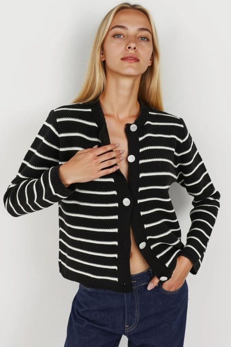 Geknoopte Gestreepte Cardigan - Image 1