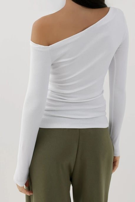 Asymmetrische Kraag Slim Fit Lange Mouwen Top - Image 3