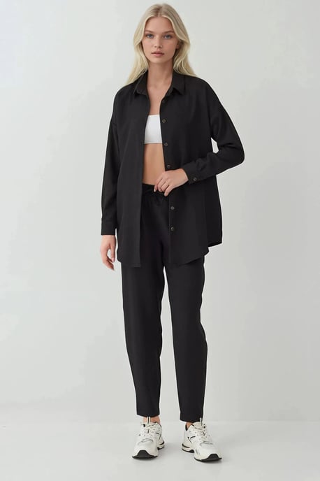Linnenmix Lange Mouwen Shirt en Broek Set - Image 2