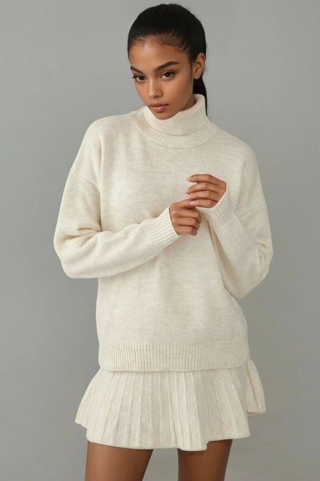 Gestructureerde Oversized Coltrui Tricot Co-Ord Set - Image 1