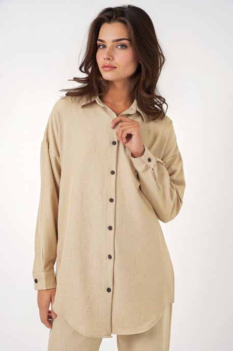 Linnenmix Lange Mouwen Shirt en Broek Set - Image 2