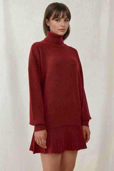 Gestructureerde Oversized Coltrui Tricot Co-Ord Set - Image 1