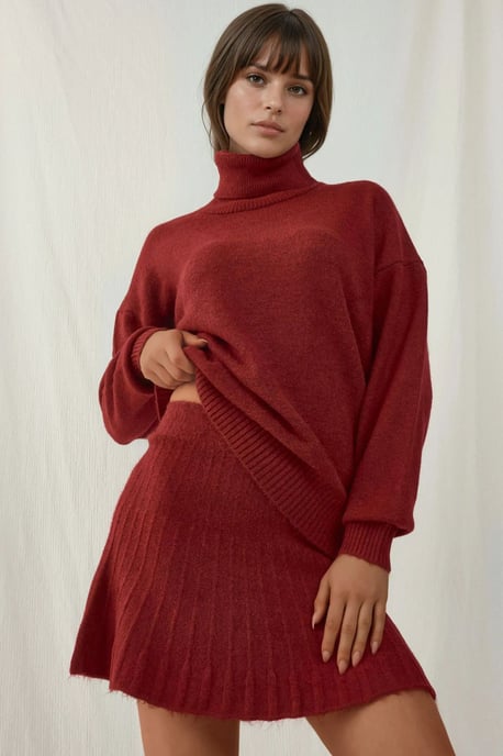 Gestructureerde Oversized Coltrui Tricot Co-Ord Set - Image 2