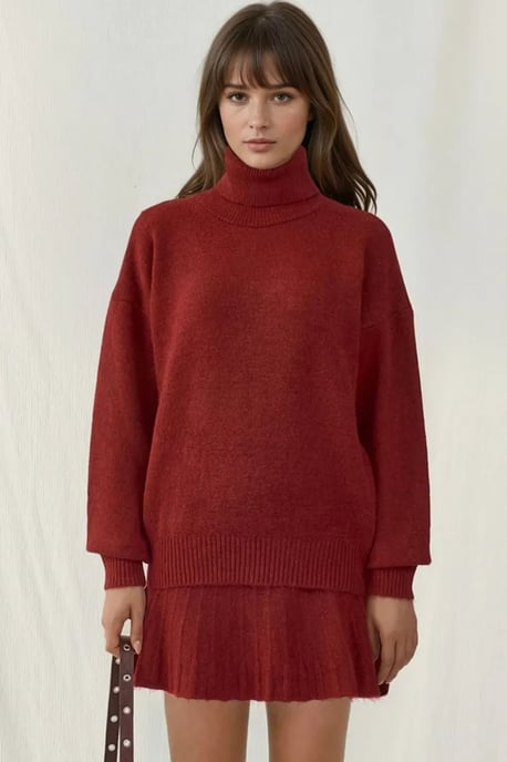 Gestructureerde Oversized Coltrui Tricot Co-Ord Set - Image 3