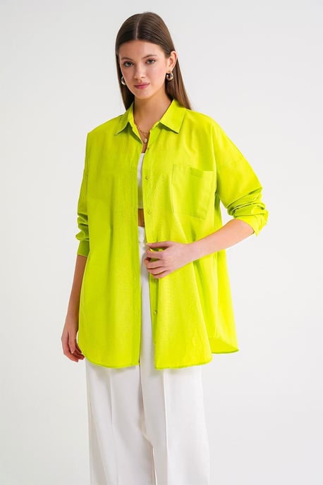 Overmatige Lange Mouwen Knop-Up Poplin Shirt - Image 1