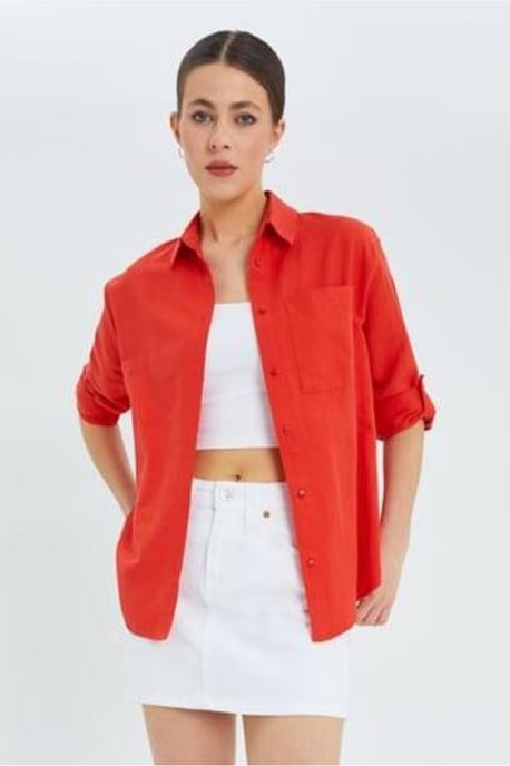Langue Mouw Knopshirt met Pocket - Image 1