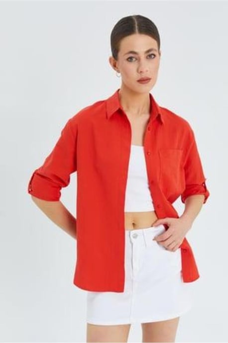Langue Mouw Knopshirt met Pocket - Image 3