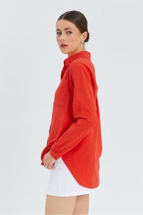 Langue Mouw Knopshirt met Pocket - Image 5