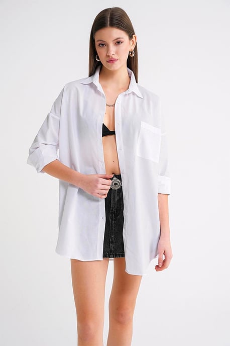 Oversized Lange Mouw Blouse van Poplin - Image 2