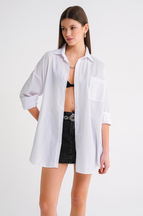 Oversized Lange Mouw Blouse van Poplin - Image 4