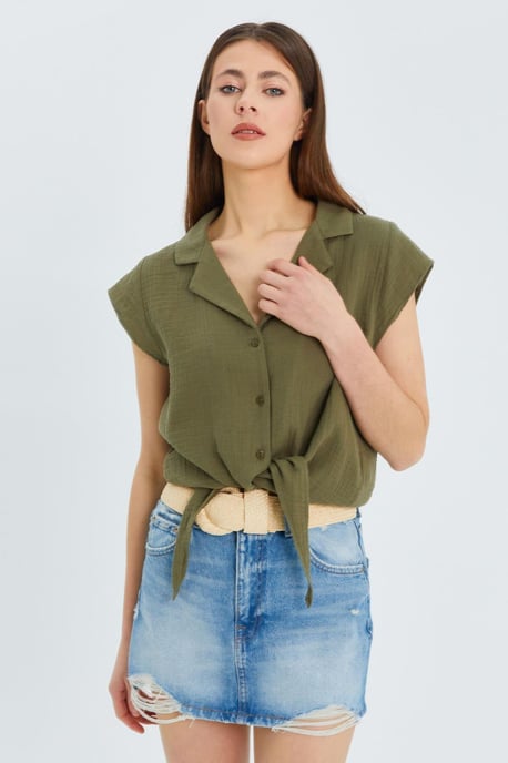 Crop Shirt met Strikdetail - Image 2