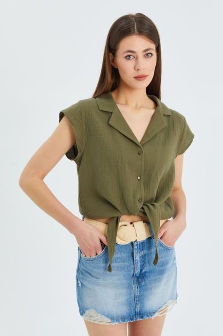 Crop Shirt met Strikdetail - Image 3
