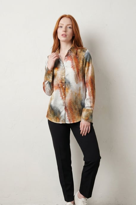 Abstracte Print Knopsluiting Langsleeve Shirt - Image 2