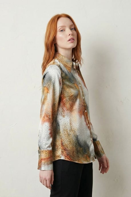 Abstracte Print Knopsluiting Langsleeve Shirt - Image 3