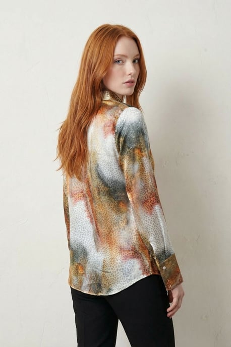 Abstracte Print Knopsluiting Langsleeve Shirt - Image 4