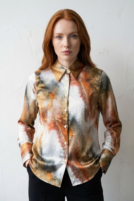 Abstracte Print Knopsluiting Langsleeve Shirt - Image 5