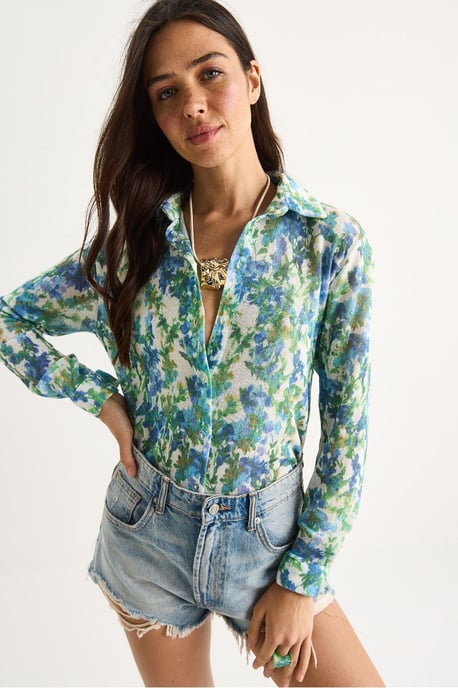 Gelaagde Bloemenprint Knopshirt - Image 2