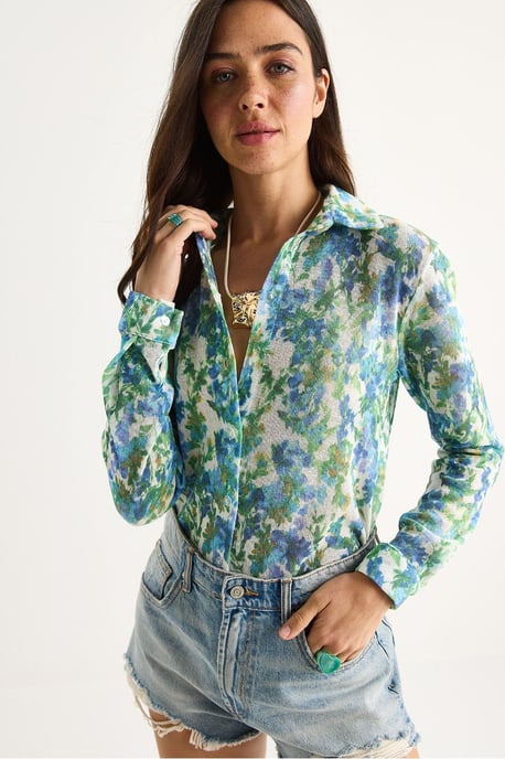 Gelaagde Bloemenprint Knopshirt - Image 4