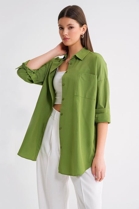 Oversized Langarm Knoopshirt van Poplin - Image 2