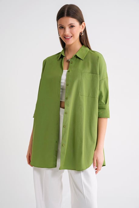 Oversized Langarm Knoopshirt van Poplin - Image 5