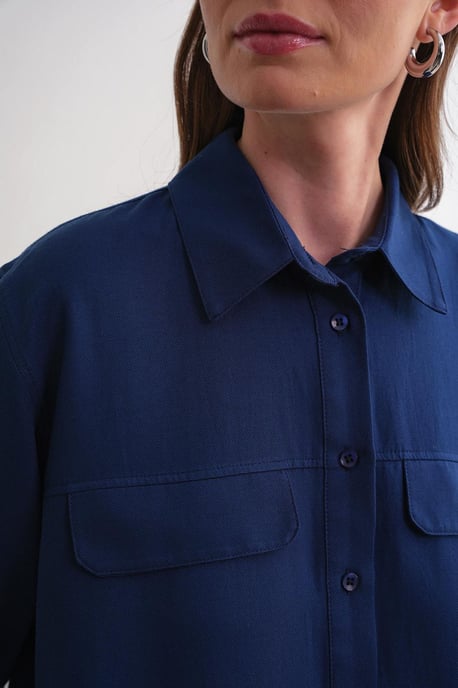 Korte Mouw Crop Poplin Shirt - Image 6