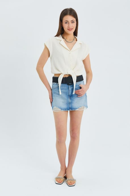 Crop Shirt met Strikdetail - Image 2