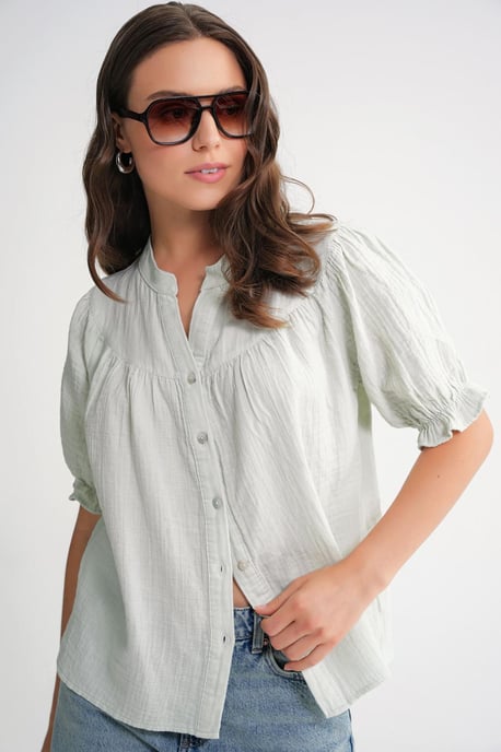 Linnenmix Korte Mouwen Knop Shirt - Image 2