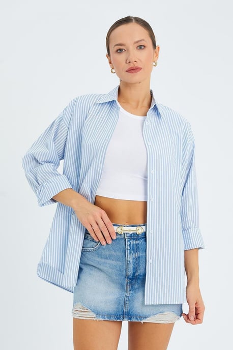 Gestreept Poplin Shirt - Image 1