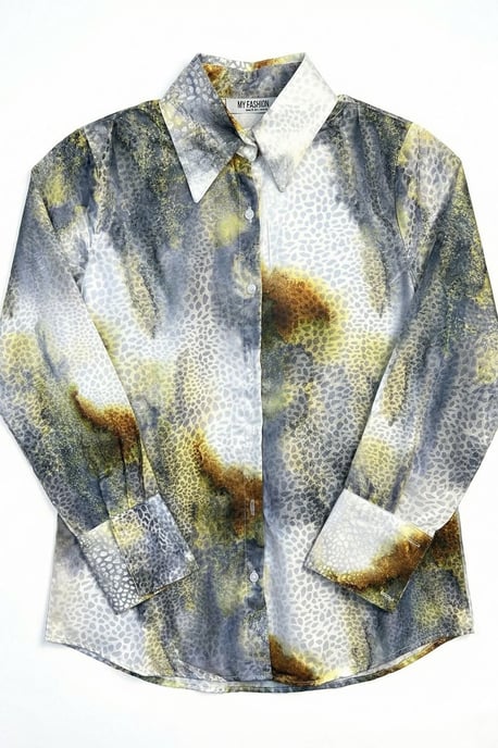 Abstracte Print Knopsluiting Lange Mouwen Shirt - Image 6