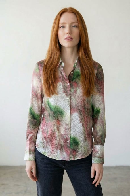Abstracte Print Knopjesblouse met Lange Mouwen - Image 2