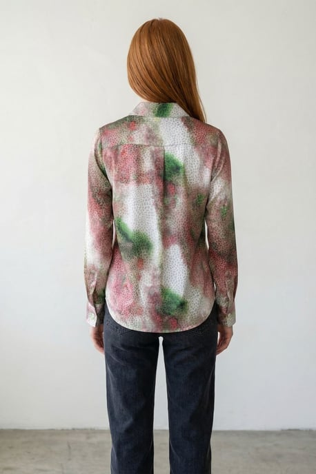 Abstracte Print Knopjesblouse met Lange Mouwen - Image 4