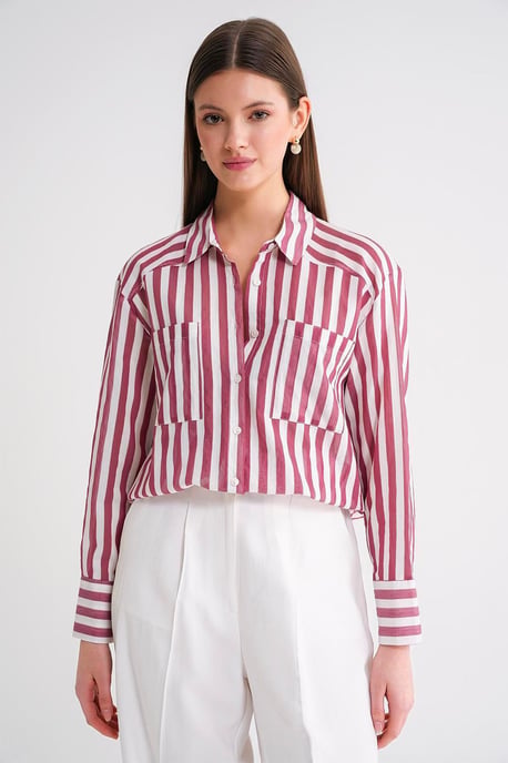 Gestreepte Poplin Shirt met Zak - Image 1
