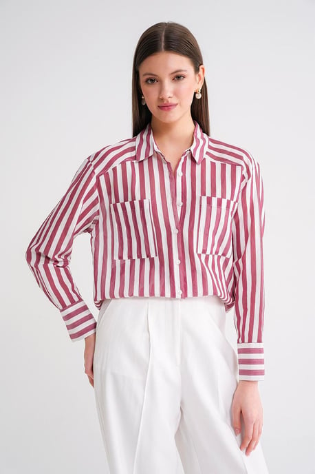 Gestreepte Poplin Shirt met Zak - Image 2