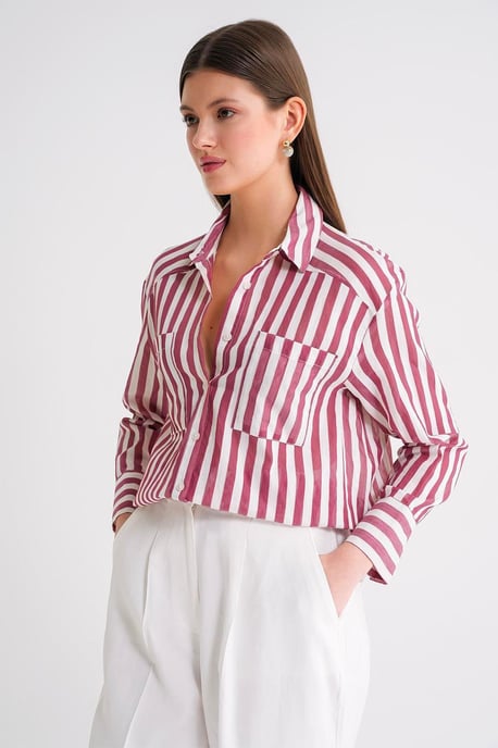 Gestreepte Poplin Shirt met Zak - Image 4