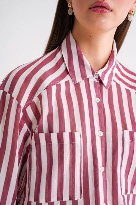 Gestreepte Poplin Shirt met Zak - Image 5