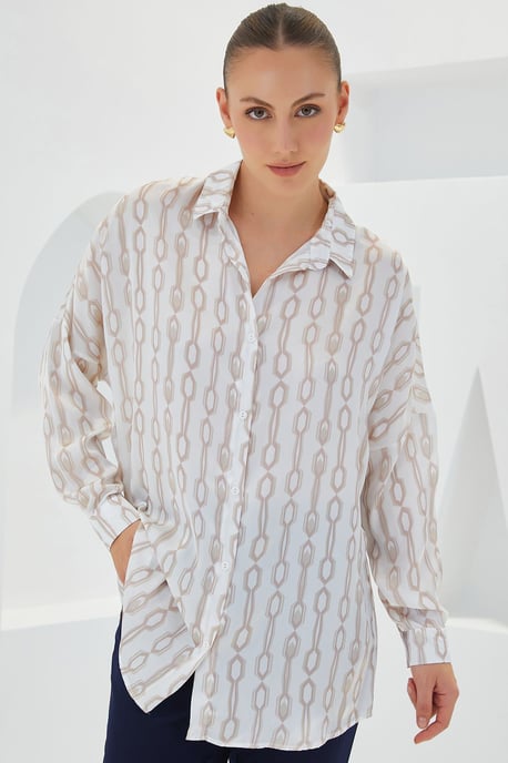 Oversized Satijnen Knopenblouse - Image 3