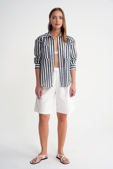 Gestreepte Poplin Shirt met Zak - Image 2