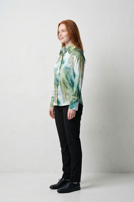 Abstracte Bedrukte Knopjes Blouse met Lange Mouwen - Image 2
