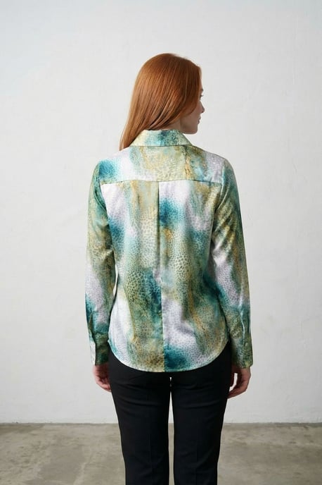 Abstracte Bedrukte Knopjes Blouse met Lange Mouwen - Image 4
