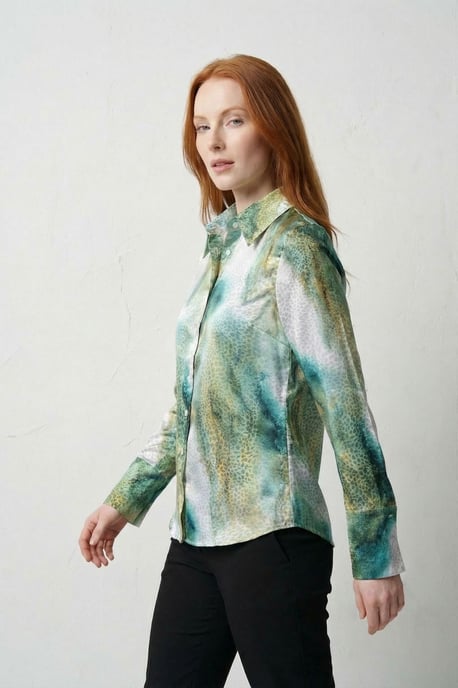 Abstracte Bedrukte Knopjes Blouse met Lange Mouwen - Image 5