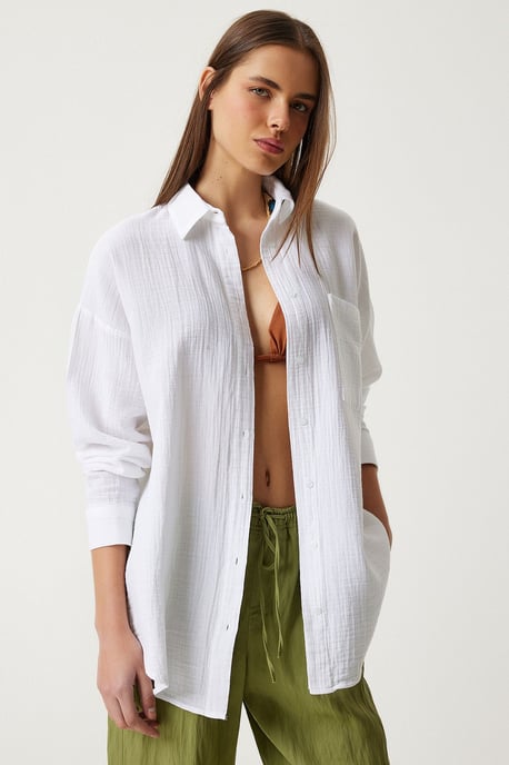 Oversized Geverfde Katoenen Shirt met Zak - Image 2